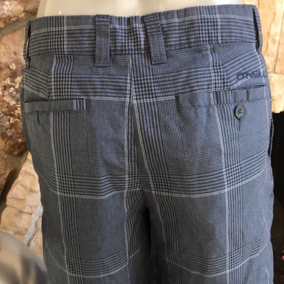 O'Neill Bermuda Plaid Polyester Viscose Shorts Blue Men's Size 30 - Picture 2 of 6
